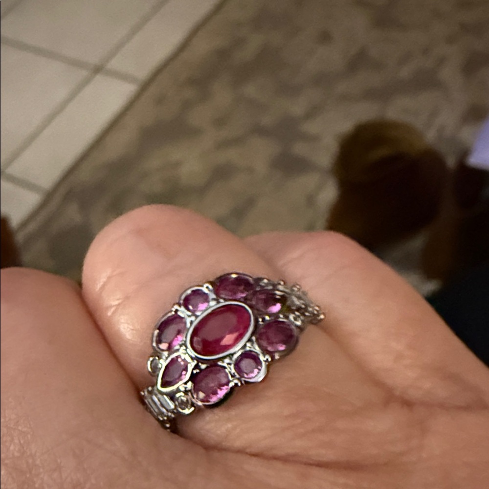 Stunning Silver and Pink Gemstone Ring